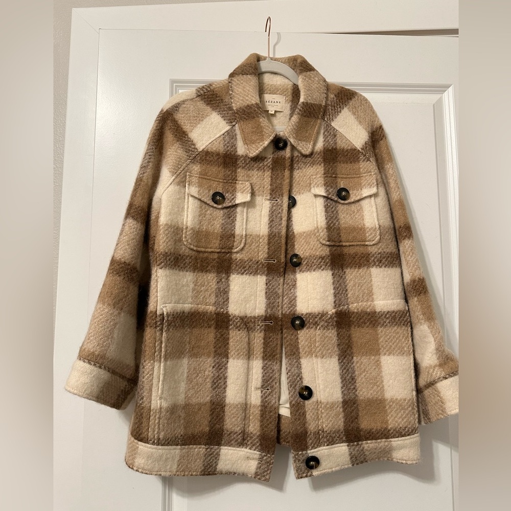 Sezane Wool Plaid Coat